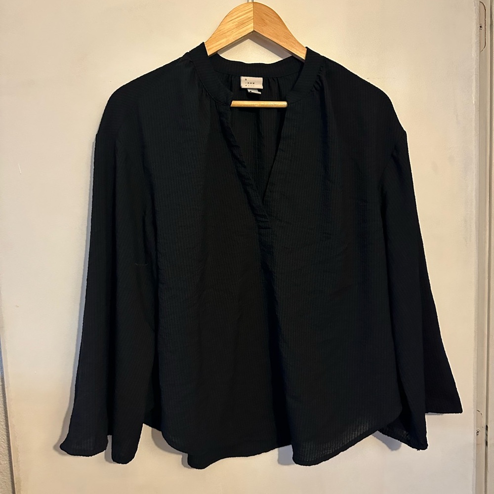 a new day Black V-Neck Blouse
